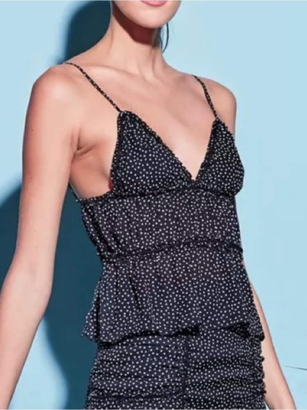 fleur du mal Polka Dot Silk Camisole in Black & White Size Small
